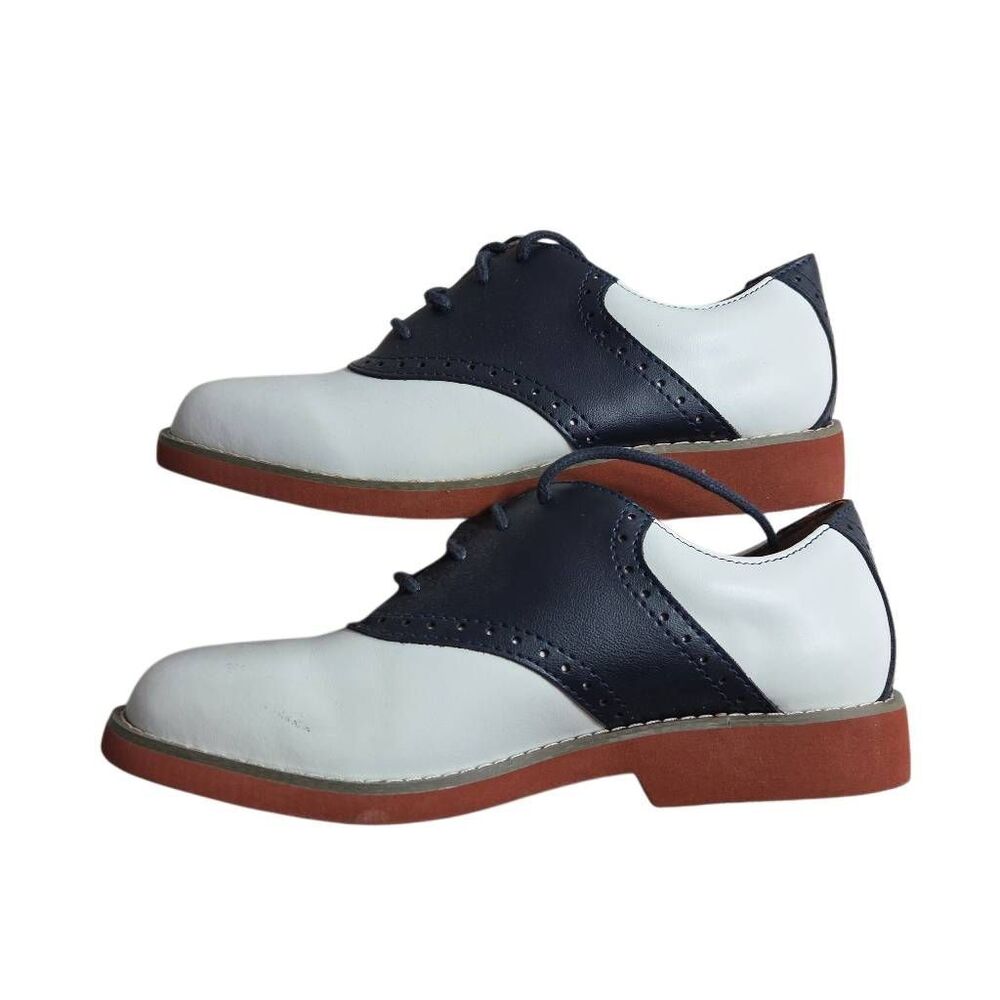 School Issue Saddle Shoes Navy and White 3 - Picture 3 of 8